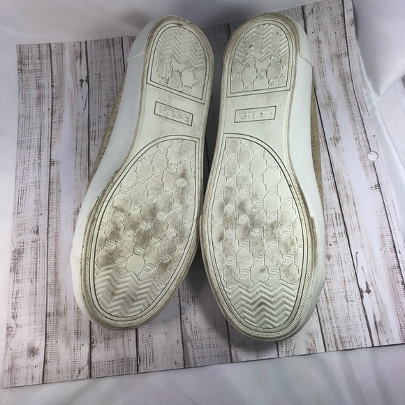 Bebe Dane Shiny Gold Lace-up Vented Sneaker Sz 7 - Picture 15 of 15